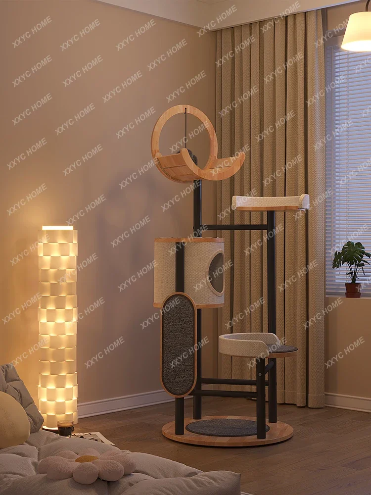 

Cat Tree One-Piece Non-Occupied Small Apartment Cat Shelf Scratch Frame Scratch Board Solid Wood