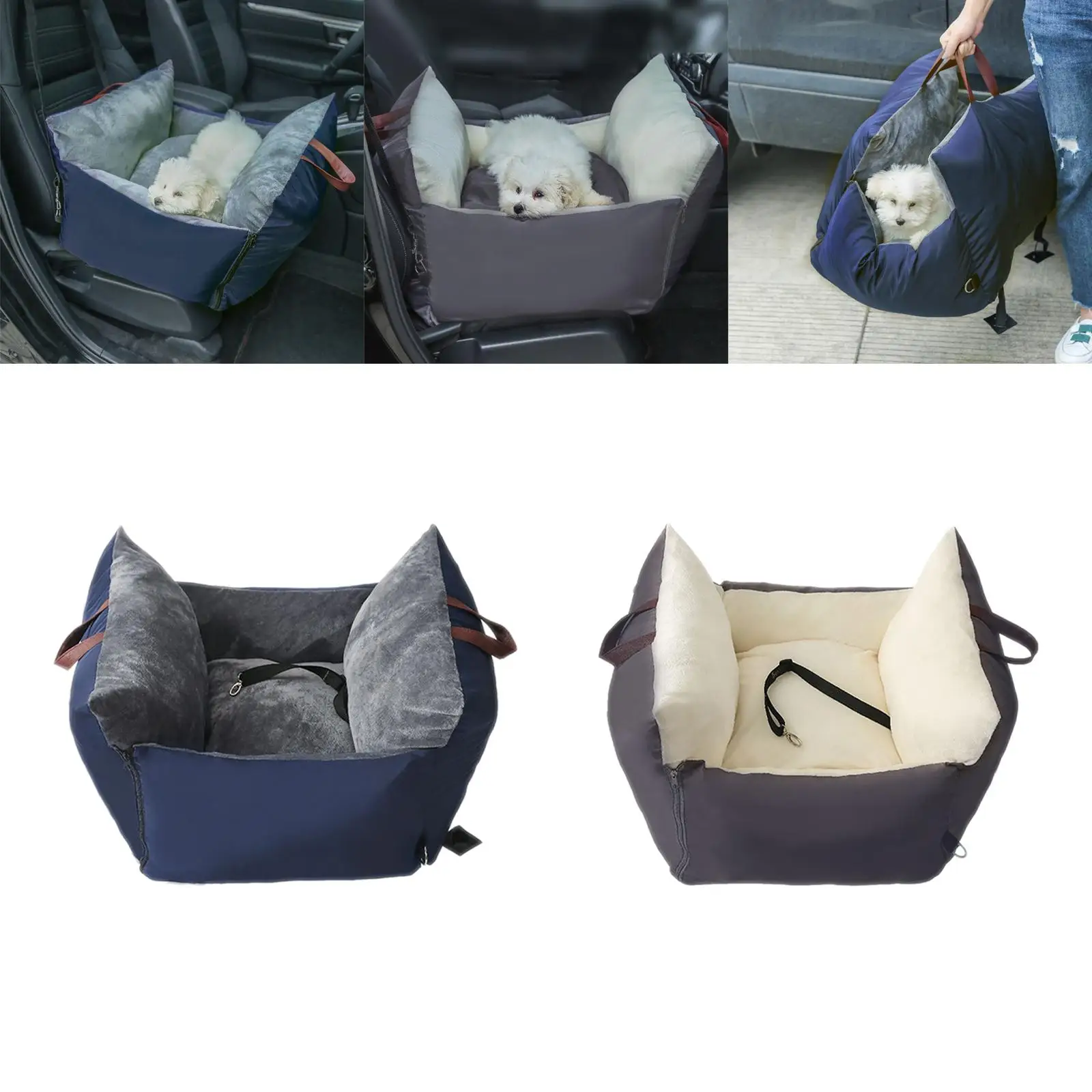 Lightweight Dog Cat Booster Car Seat Cage Bed Armrest Box Leash Small