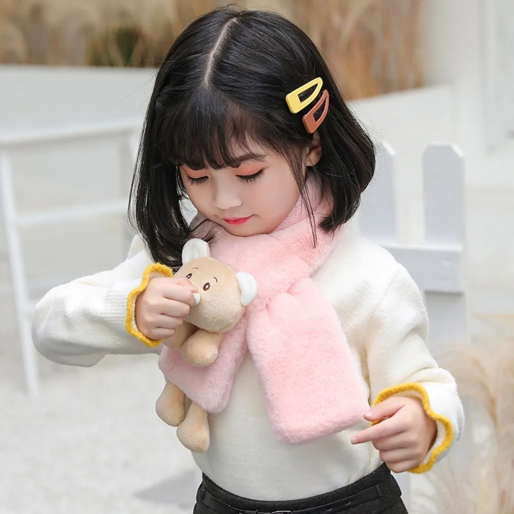 New Cartoon Bear Winter Scarfs Warm Neck Protection Plush Neckscarf Cute Neck Accessories Children's Scarf for Boys Girls