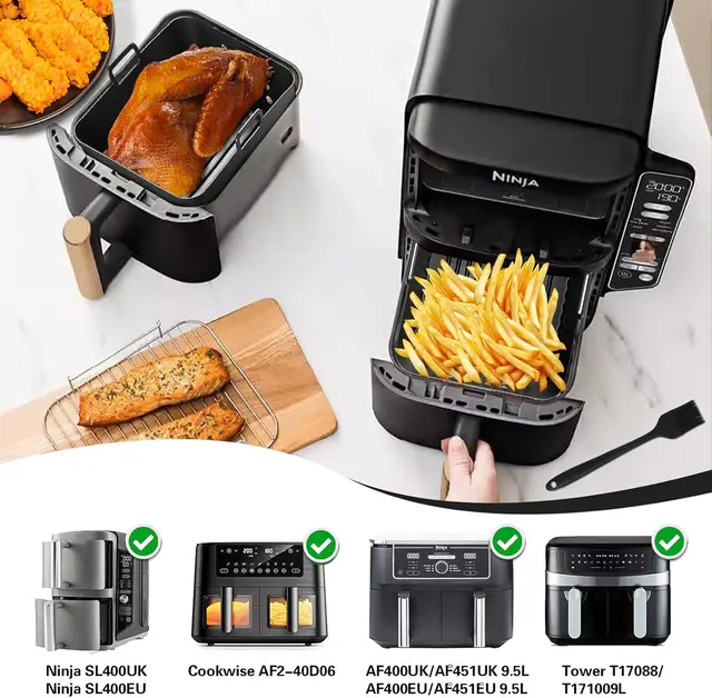 2 Paquet Moule Air Fryer Pour Ninja Double Stack XL Friteuse Sans Huile Sl400eu Silicone Moule Accessoires Airfryer Pour Foodi Max Dual Zone 95l Af400eu Af300eu 76l Plat Pour Cuisine 87067970