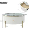Round Coffee Table, Modern White Round Coffee Table with Storage Drawers, Accent Table Coffee Tables for Living Room, Bedroom 6