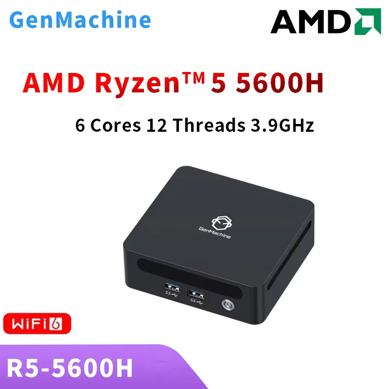 GenMachine ミニPC Ryzen 5 5600H 8GB 256GB GenMachine Ryzen 5 5600H Mini PC Windows 11 DDR4 3200Mhz Max
