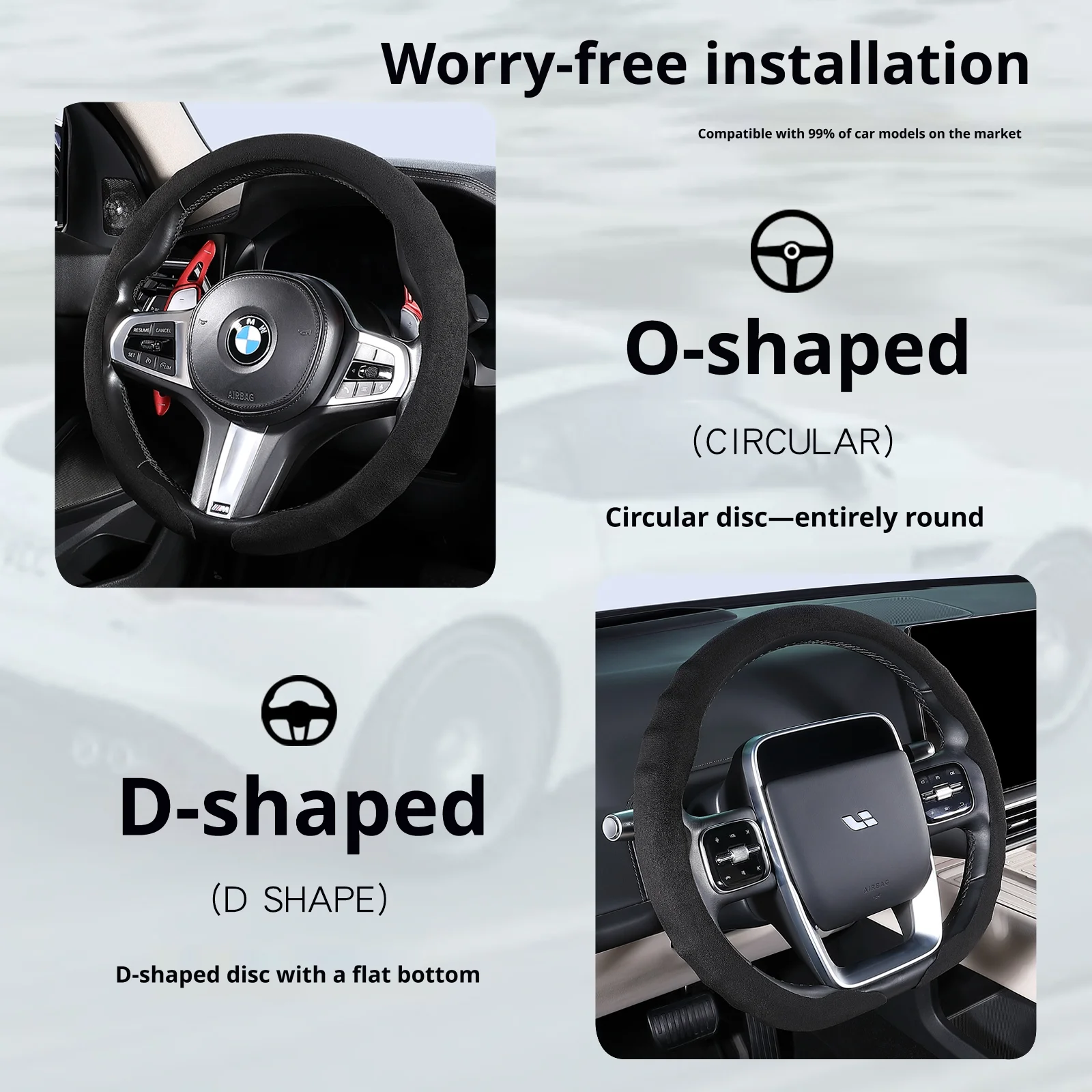 Ultra Thin Suede Car Steering Wheel Cover - Premium Interior Accessory