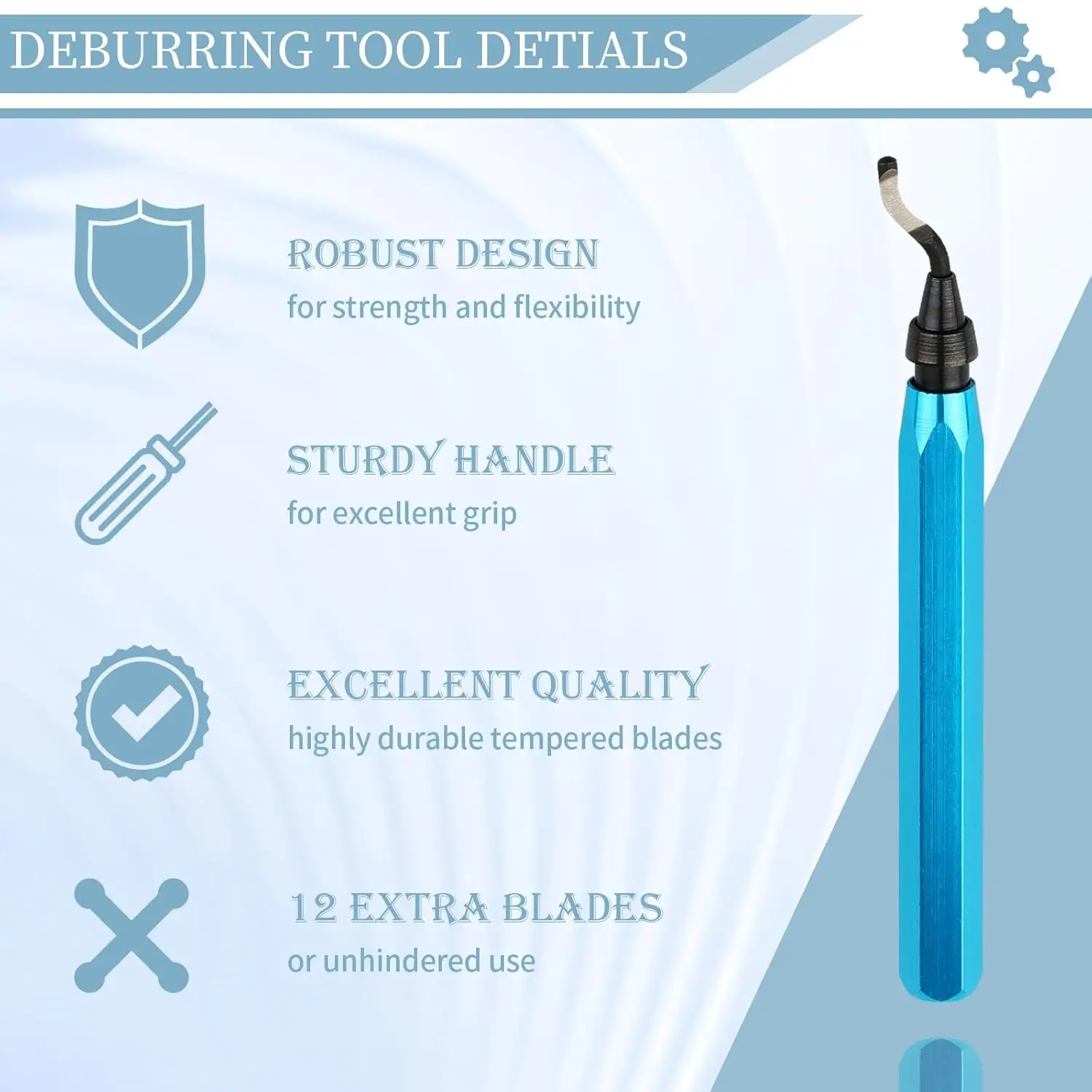 Deburring Tool with 12 High Speed Steel Blades, Deburring Tool 3D Printing, Deburring Tool for Metal,Plastic, 3D Printed Edges - 4