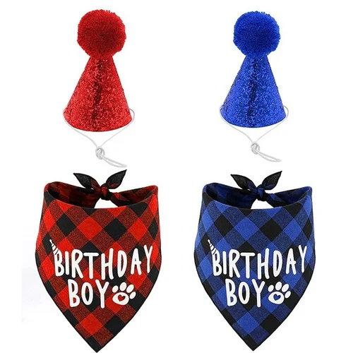 애완동물 파티 장식 세트, 개 생일 삼각형 스카프 모자, 나비 넥타이, 개 생일 장식 용품, 개 용품, 고양이 5