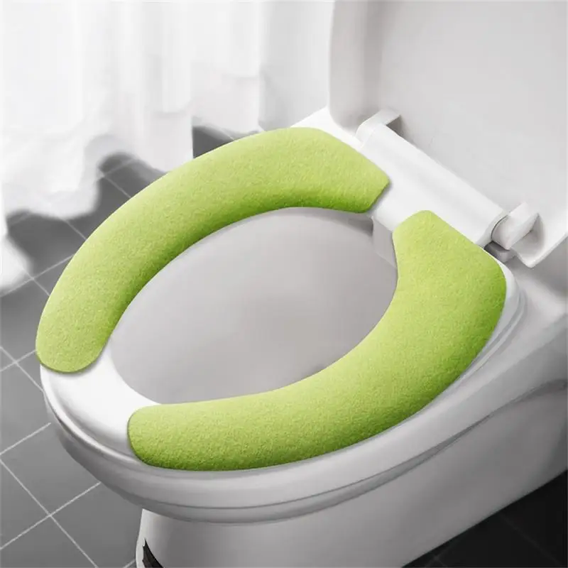 set Reusable Warm Flannel Toilet Sticker Toilet Seat Covers Washable Toilet Seat Filling Bathroom Mat Seat Cover Universal 5