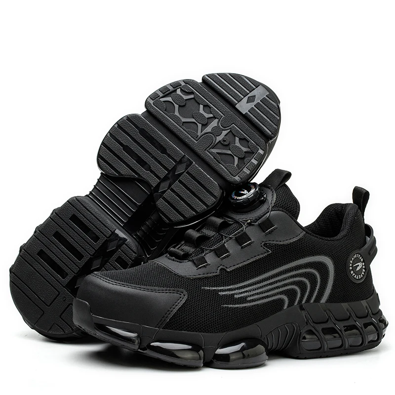 أحذية أمان جديدة بأزرار دوارة للرجال أحذية عمل مضا...