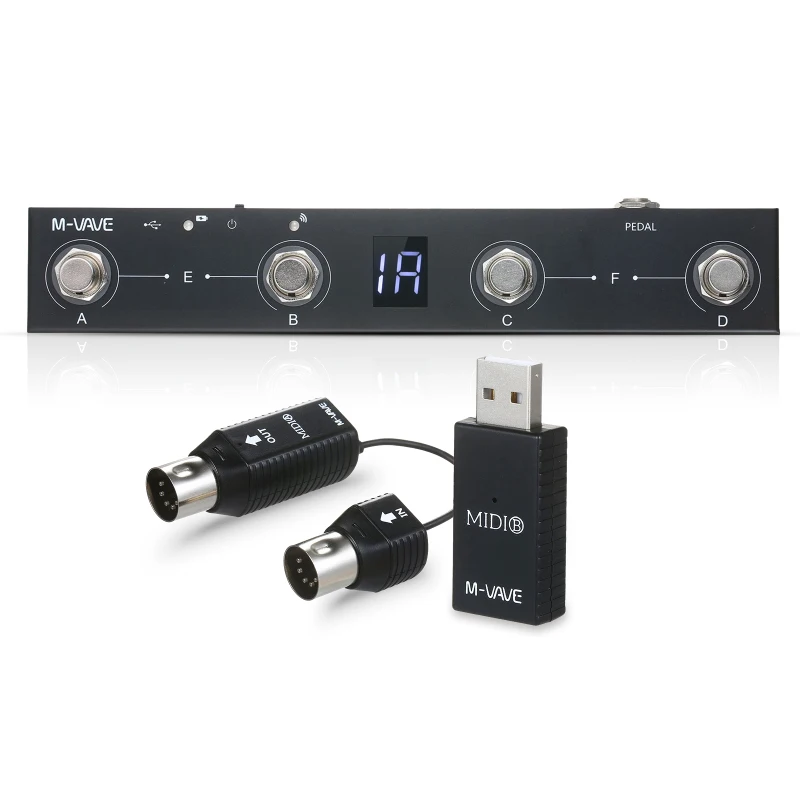 M-VAVE Chocolate MIDI Controller BT Rechargeable 4 Buttons MIDI Controller Pedal APP Control Wireless Transmission System midi controller