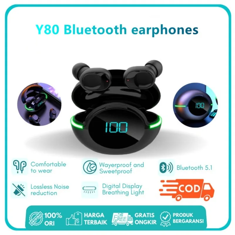 Auricolare Wireless Originale Y80 Tws Auricolari Bluetooth 5.1 Auricolari Sportivi Cuffie Con Microfono Per Smartphone Xiaomi Samsung Huawei