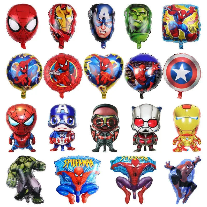 Globos De Cumpleaños Con Araña - Set De 5 Globos De Aluminio Rojo Y Azul Para Fiestas Infantiles