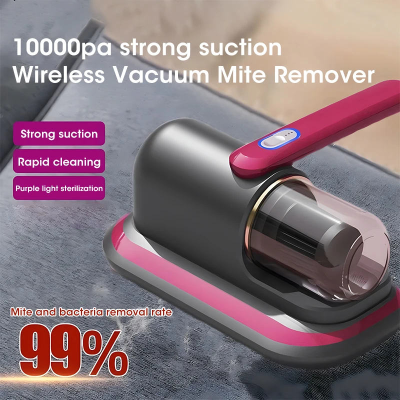 

10000Pa New Mattress Vacuum Mite Remover Cordless Handheld Cleaner for Home Car Mattresses Clothes Sofa Bed Pillows Clean Dust