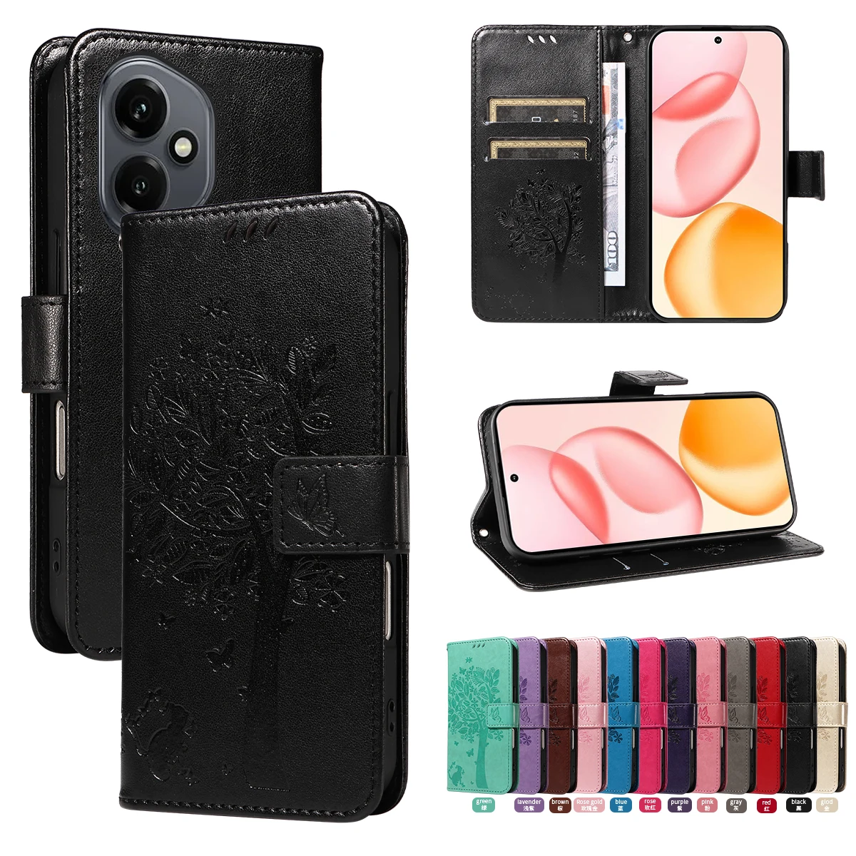 Luxury Flip PU Leather Wallet Phone Case with Card Slots and Book Cover Design