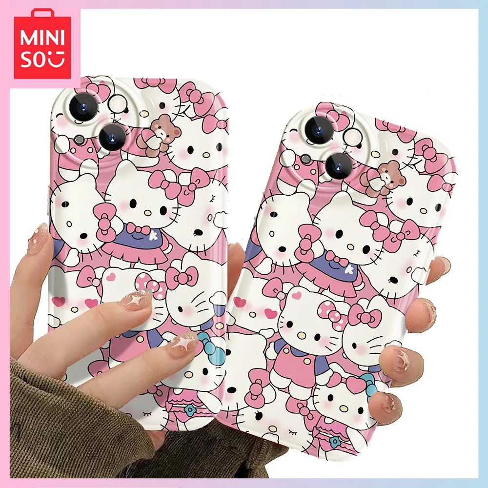 

Miniso Hello Kitty Iphone14Promax Cartoon 13 All-Pack 11/12Pro Drop Resistant X/xr Phone Case Girls Birthday Christmas Present