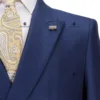 Cenne Des Graoom New Vintage Blue Suits for Men Chinese Knot Button Single Breasted Peak Lapel Jacket and Pants 2 Pcs Set Office 2