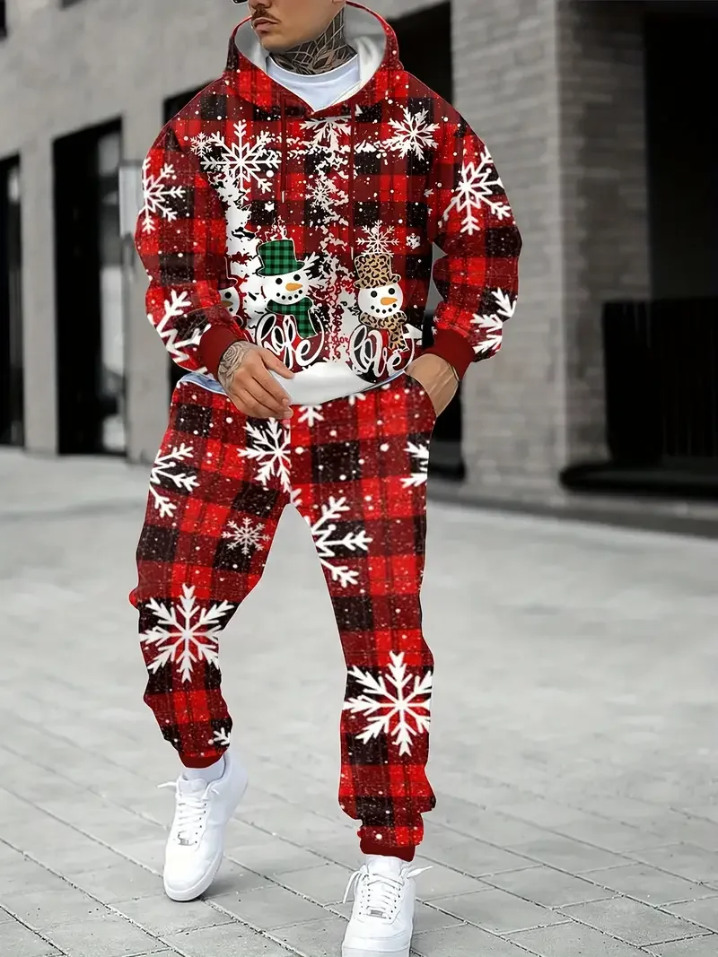 Christmas Hoodies Pants 2pcs Sets 3D Print Adult Kid Two Pieces Tracksuit New Year Party Couple Xmas Gift Jogging Suits 6