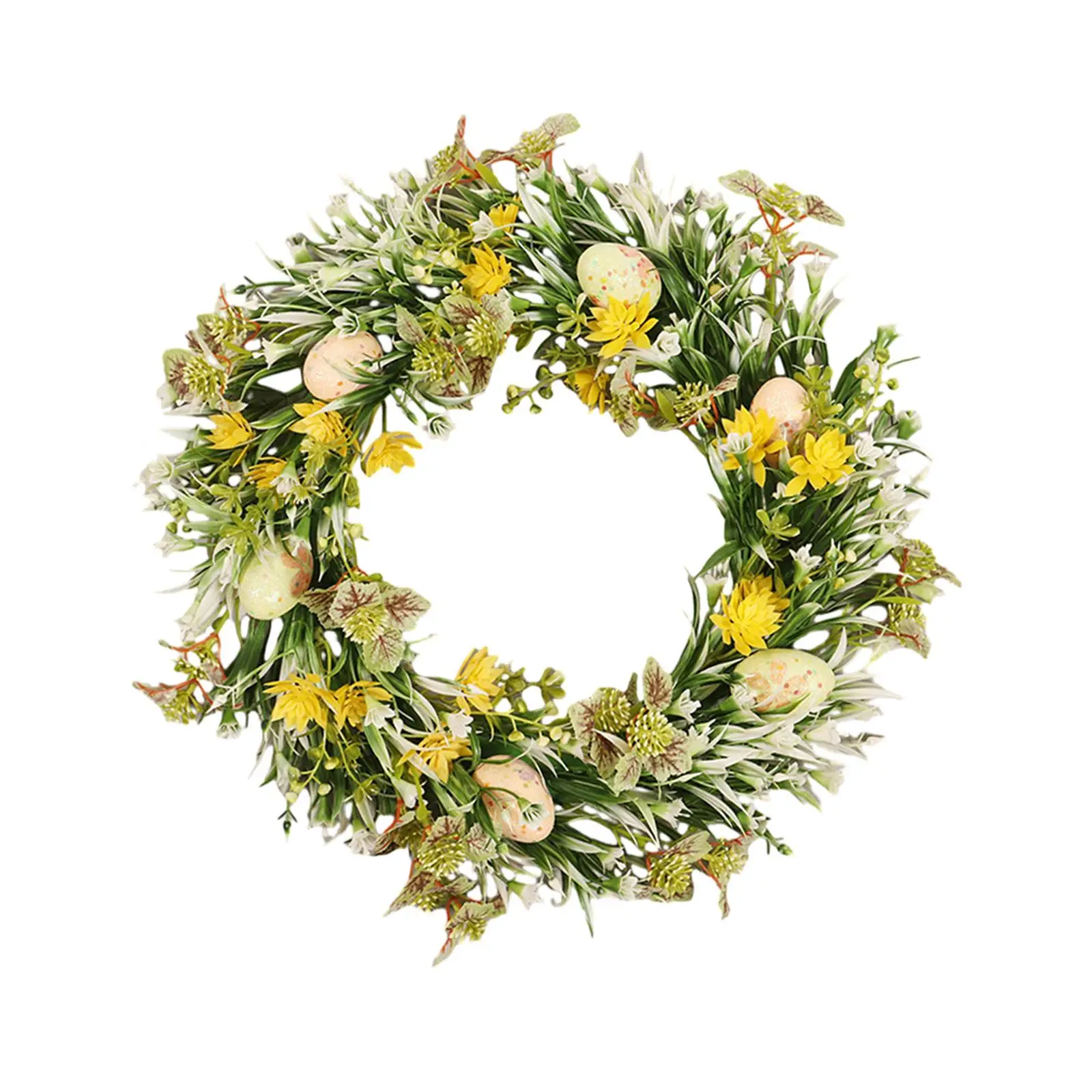 Easter Egg Flower Wreath Front Door Decorative 40cm Spring Door Wreath Greenery Garland for Wedding Party Holiday Garden Decor