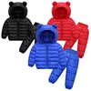 Autumn Winter Children Clothing Set Baby Boys Girls Cotton Hooded Down Jacket + Pants 2Pcs For Kids Snowsuit Warm Costume 0-5T