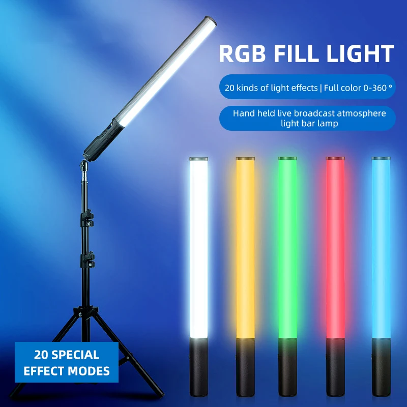 25009000k Rgb Handheld Led Video Light Wand Stick Cri 95+ Photography