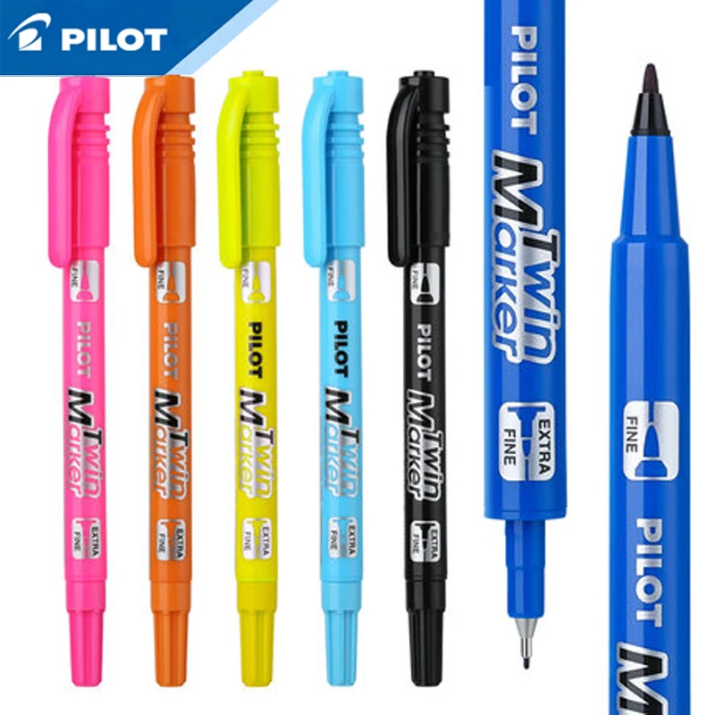 12Pcs Japan Pilot Twin point Marker Pen mark pens  Double head writing drawing painting no xylene office SCA-TM-S12