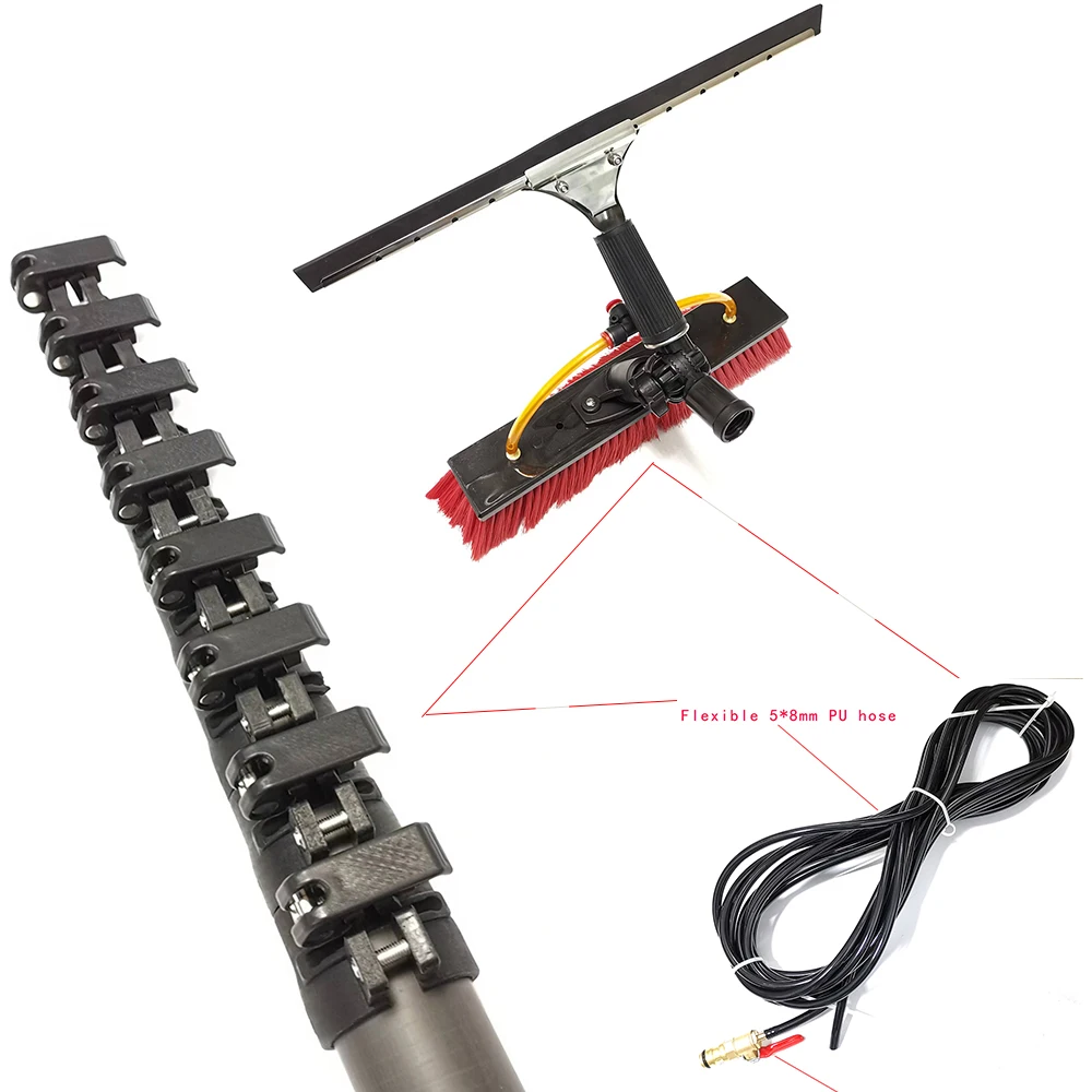 Solar Panel Cleaning Water Fed Pole 30 FT Telescopic Carbon Hybrid Pole