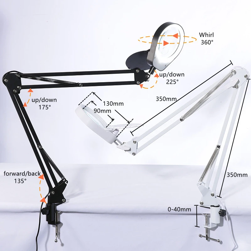 Foldable Clip Magnifying Glass LED Light Soldering Tool Desk Clamp USB Magnifier Welding Reading Table Lamp Lupa magnifying glass light foldable magnifying glass 8X 15X