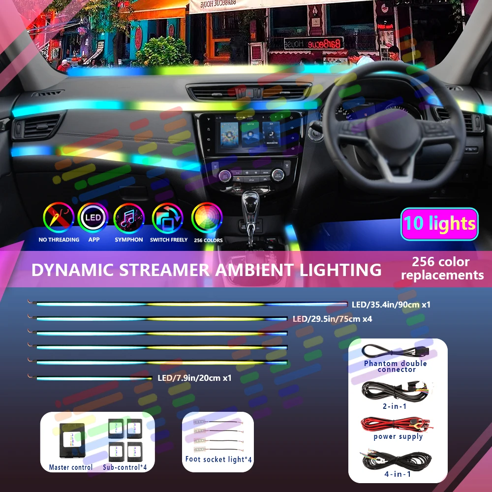 범용 심포니 자동차 LED 앰비언트 라이트, RGB 네온 장식, 분위기 스트립, BMW e90 e46 f30, 아우디 A3 a4, 테슬라 3 y