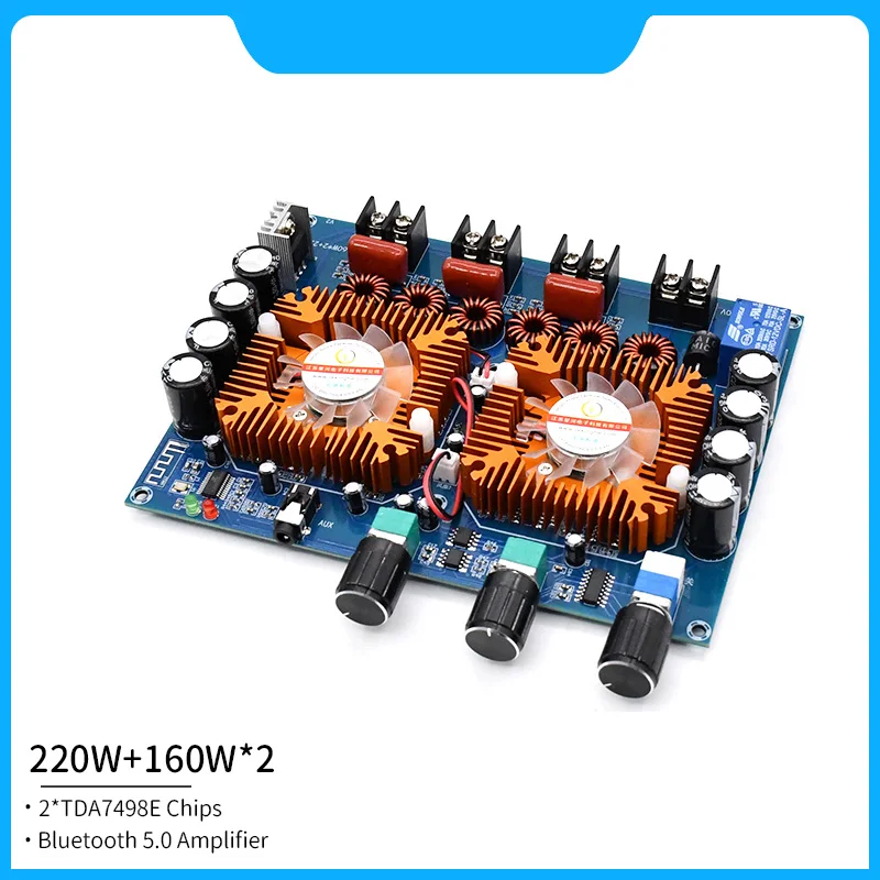 

Усилитель высокой мощности 220W + 160WX2 TDA7498E, 2.1 канал, плата аудио усилителя Bluetooth 5,0