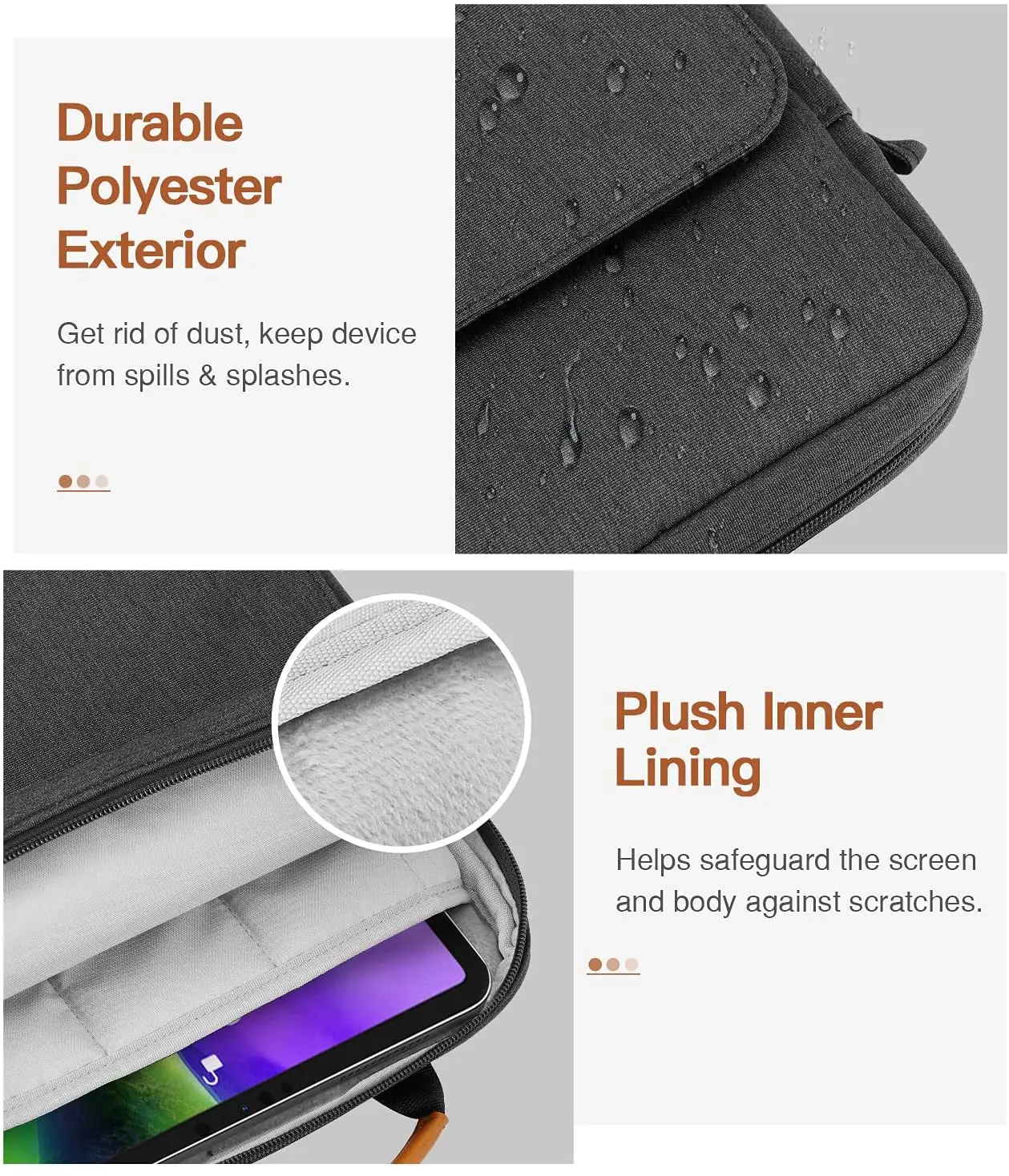 9-13 Tablet Shoulder Sleeve Bag for iPad Pro 11 2021-2018, iPad 10.2, iPad Air 4 10.9, iPad 9.7, Surface Go 3/2, Galaxy Tab A 10