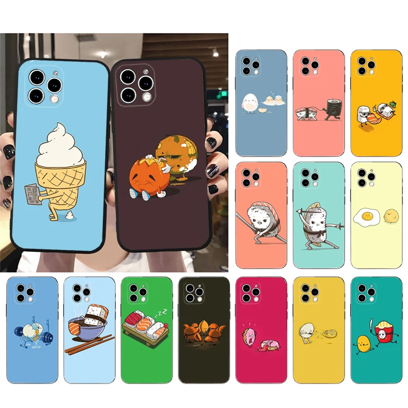

Phone Case For iPhone 15 14 Pro Max 13 12 11 Pro Max XS 12mini 14 Plus SE Funny Cute Cartoon Food Sushi Egg Phone Case Funda