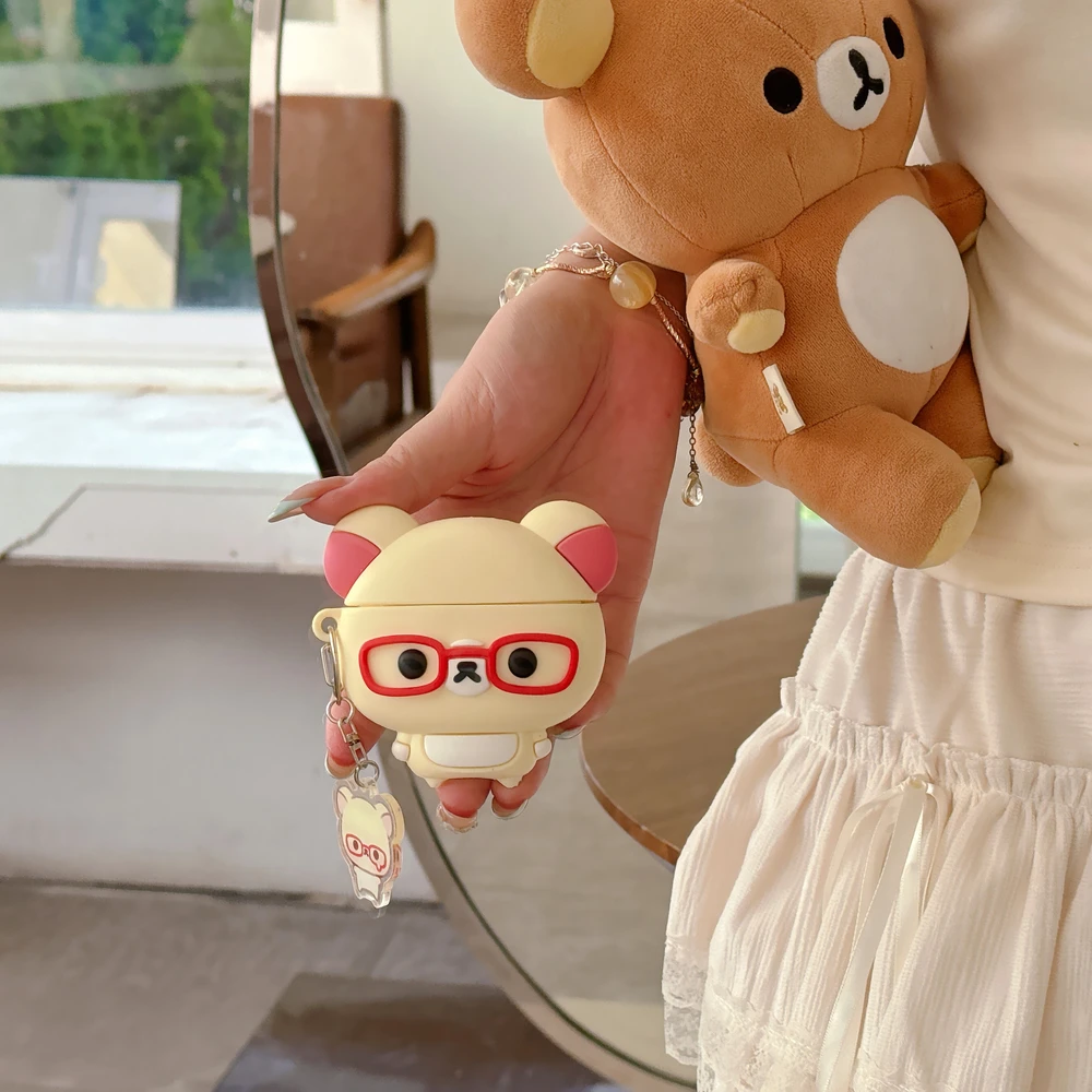 Adorable 3D Rilakkuma Bear Earphone Case - Protective Hard Cover