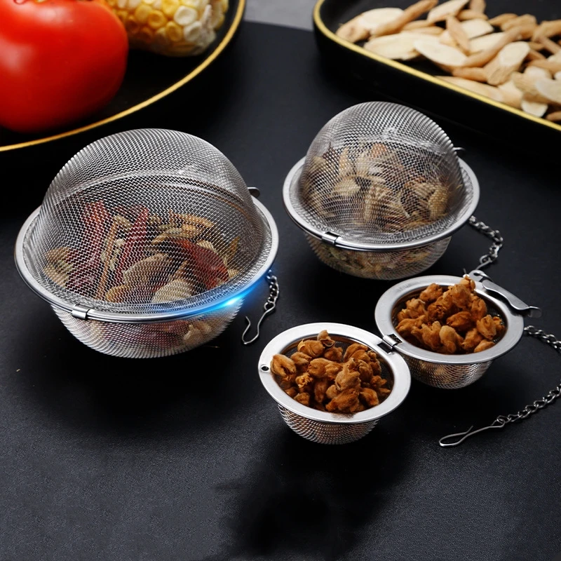 Cooking Strainers 304 Stainless Steel Seasoning Ball Bag Seasoning Halogen Sauce Pot Soup Bag Stew Meat Filter ball Tea Ball Kitchen Tools