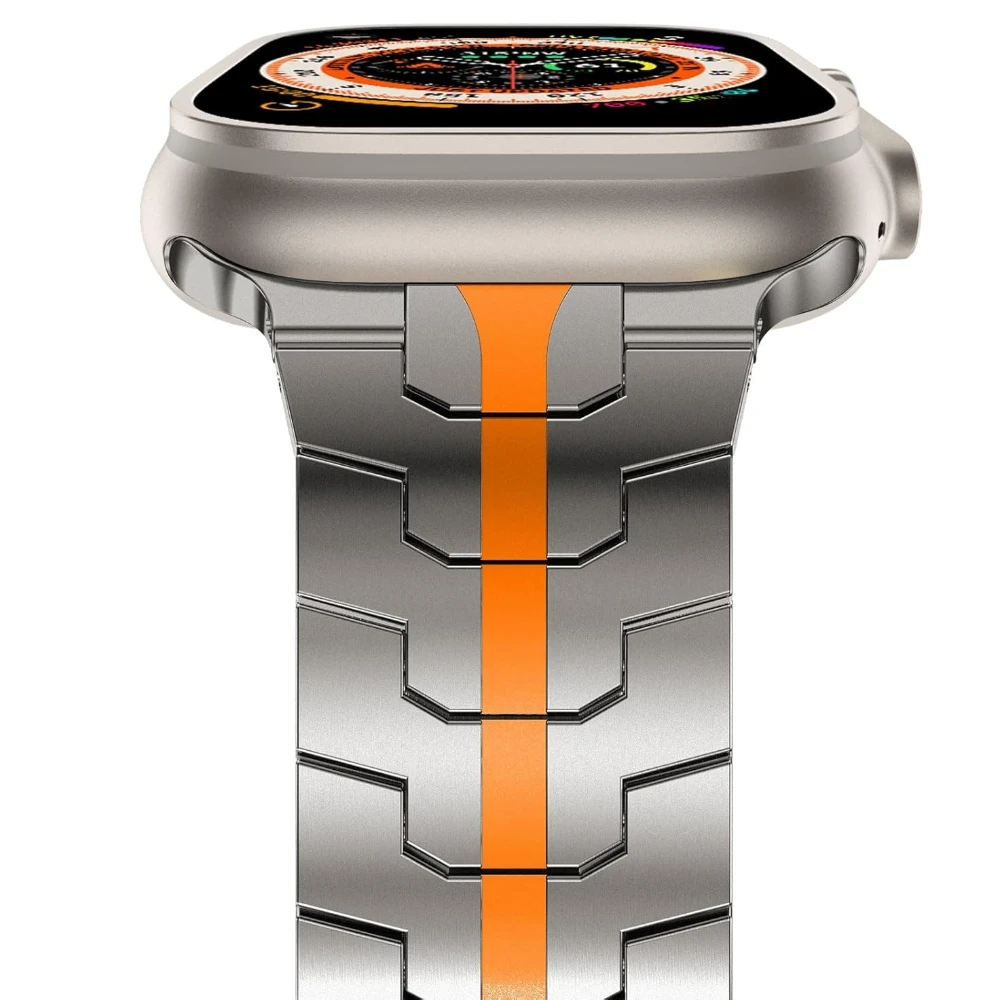 Titanium Orange Stainless Steel Bracelet for Smartwatch - Bold and Stylish Strap