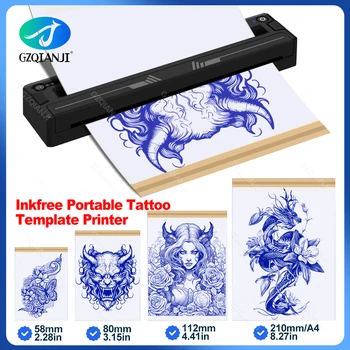 A4 Super Mini Tattoo Stencil Printer Wireless Thermal Tattoo Transfer Maker Portable A4 Tattoo Printer Compatible with Phone&PC