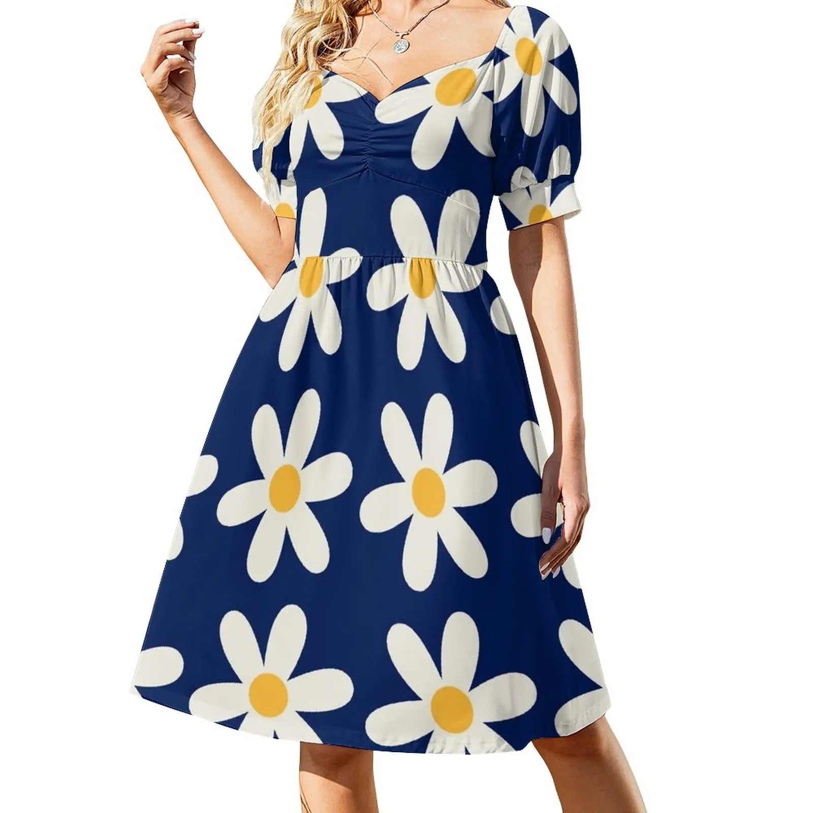 

Navy Daisy Pattern Dress Clothing female dresses summer woman 2023 evening dress women