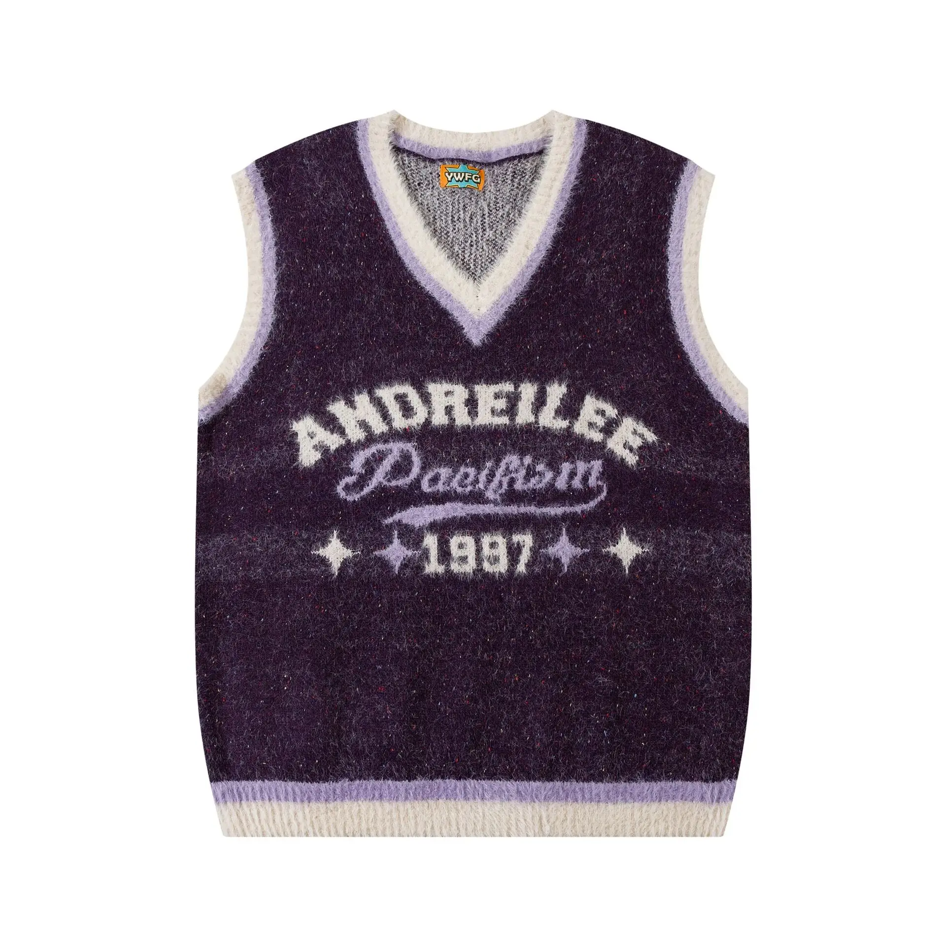 Description Picture 6 of item2023 College Sweater Vest Men Women Nylon Letter Printed Loose Sleeveless Sweaters High Street Casual Jumpers Autumn Winter Tops