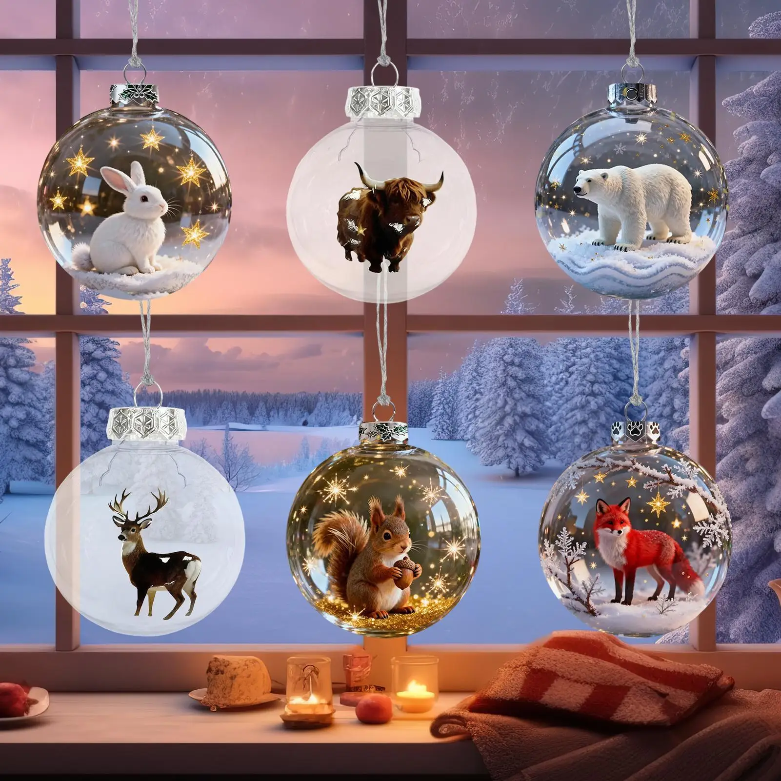 Christmas Ball Ornaments 3D Animal Ball Festive Decoration Holiday Decor Pendant Ornament for Wall Study Office Wreath Mantel