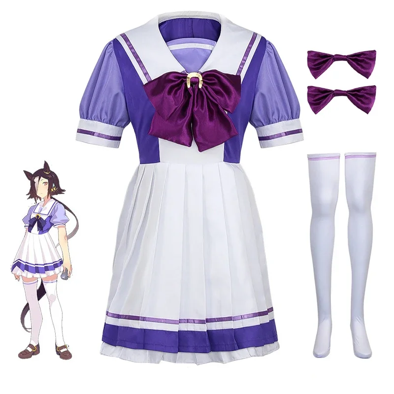 

Anime Uma Musume Pretty Derby Cosplay Costume Halloween Toukai Teiou Lolita Dress Sets Women Girls JK School Uniform