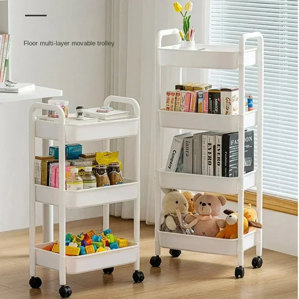 3/4 Tier Rolling Storage Cart Kitchen Household Organizer Mobile Organizers Bookshelf High Capacity Moisture-Proof Storages Cart