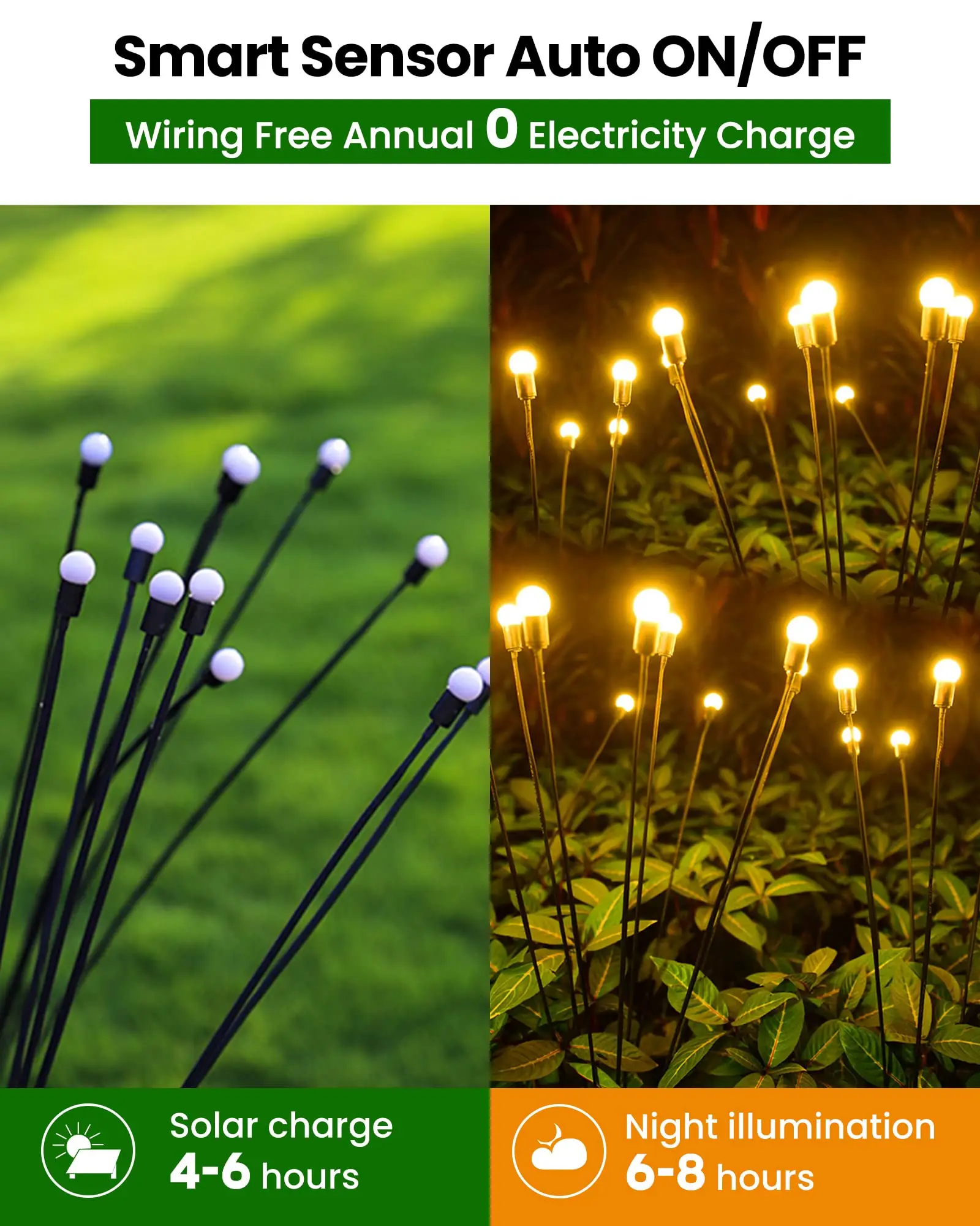 Solar LED Firefly Lights IP65 Outdoor Waterproof Lights Landscape Firefly Lawn Garden Decoration 8PACK Solar Lights Garden Light Solar Decoration Light
