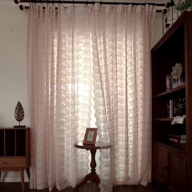 Tenda trasparente rosa fiore francese romantico jacquard tende per finestre del soggiorno tenda in tulle macramè di pizzo per camera da letto 5