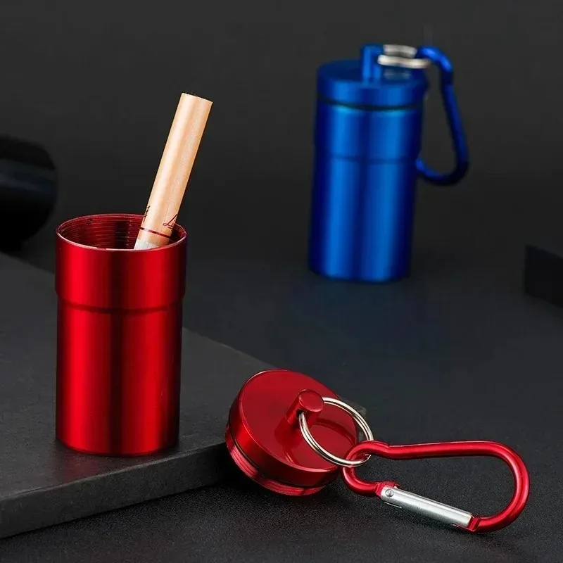 Portable Ashtray with Carabiner Mini Metal Car Ash Tray for Travel Outdoor Detachable Windproof Ashtray Holder with Keychain