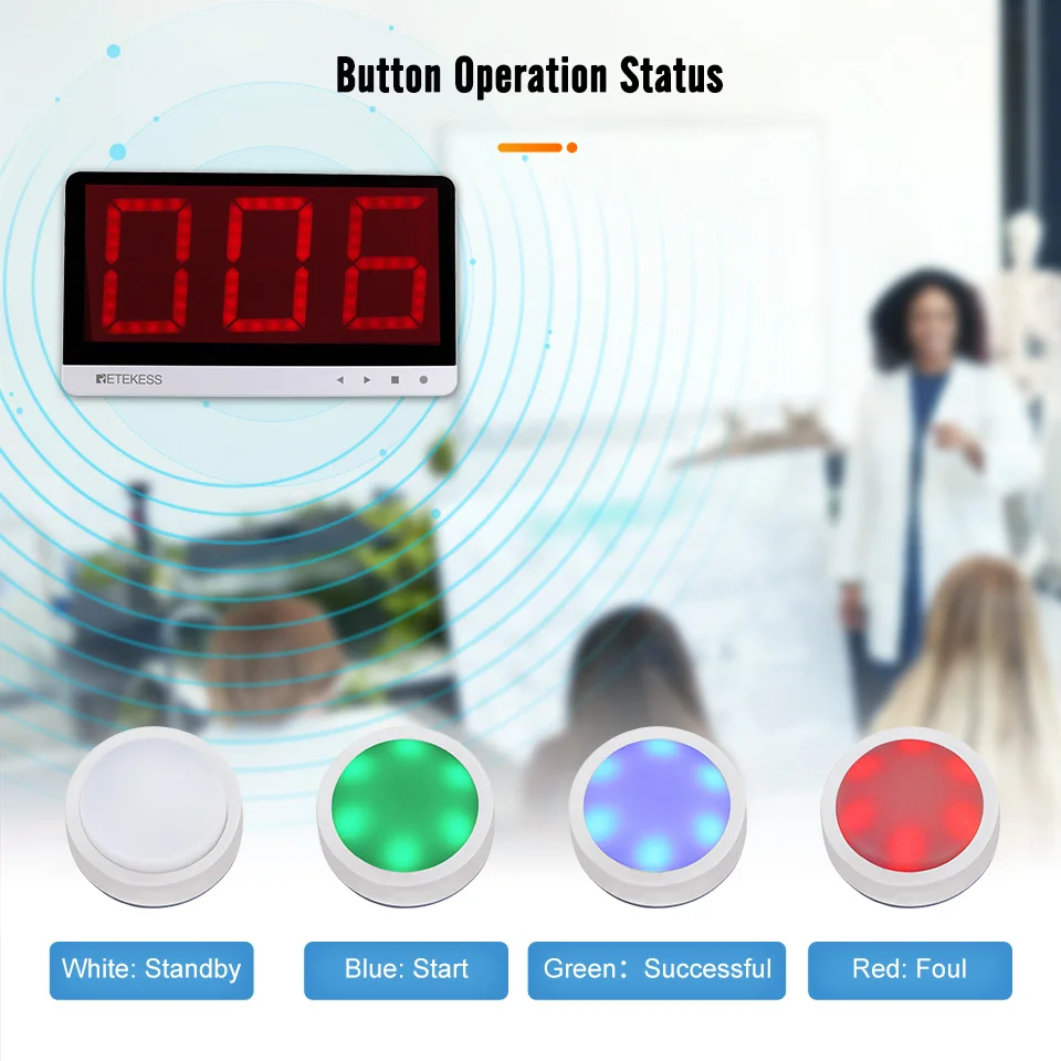 Retekess-answer Game Buzzer System Tm101 Modos Cores Sala de Competição Game Show Jogos Familiares Buzzer Show - Imagem 2