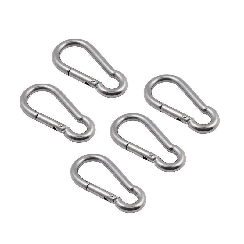 Mosquetão de Prata Gancho Marinho de 50 mm 60 mm 70 mm 80 mm Comprimento Grandes Stainles Heavy Duty Mosquetão Aço Inoxidável Pcs