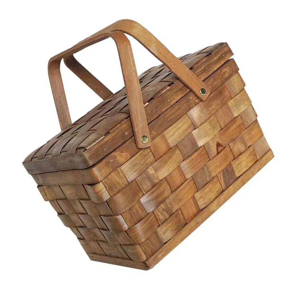 

Picnic Basket Wooden Shopping Flowers Photography Prop Fruit Container Storage Food