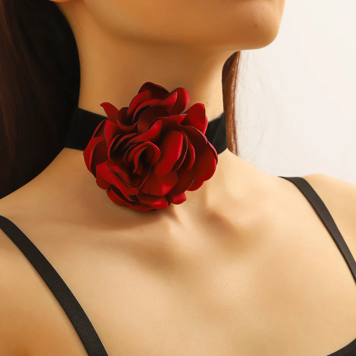 

Red Lace Flower Women's Necklace Fashion Exaggerated Luxury Wedding Club Party Clavicle Chain Necklace For Women Fashion Jewelry