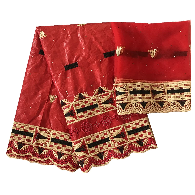 2026 New 5 Yards African Traditional Clothing Fabric Bazin Fabric + 2 Yards Weave Can Be Used to Make Your Own Clothing 3