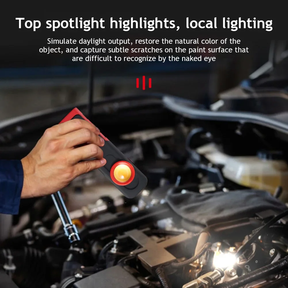 USB Flashlight Car Detailing Inspection Light Car Paint Finish Lamp Scan Swirl Magnetic Grip Multifunction Auto Repairing Lights