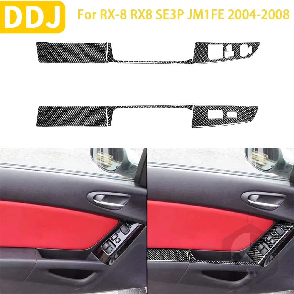 

For Mazda RX8 RX-8 SE3P JM1FE 2004-2008 Door Window Lift Switch Panel Frame Carbon Fiber Modified Trim Sticker Car Accessories