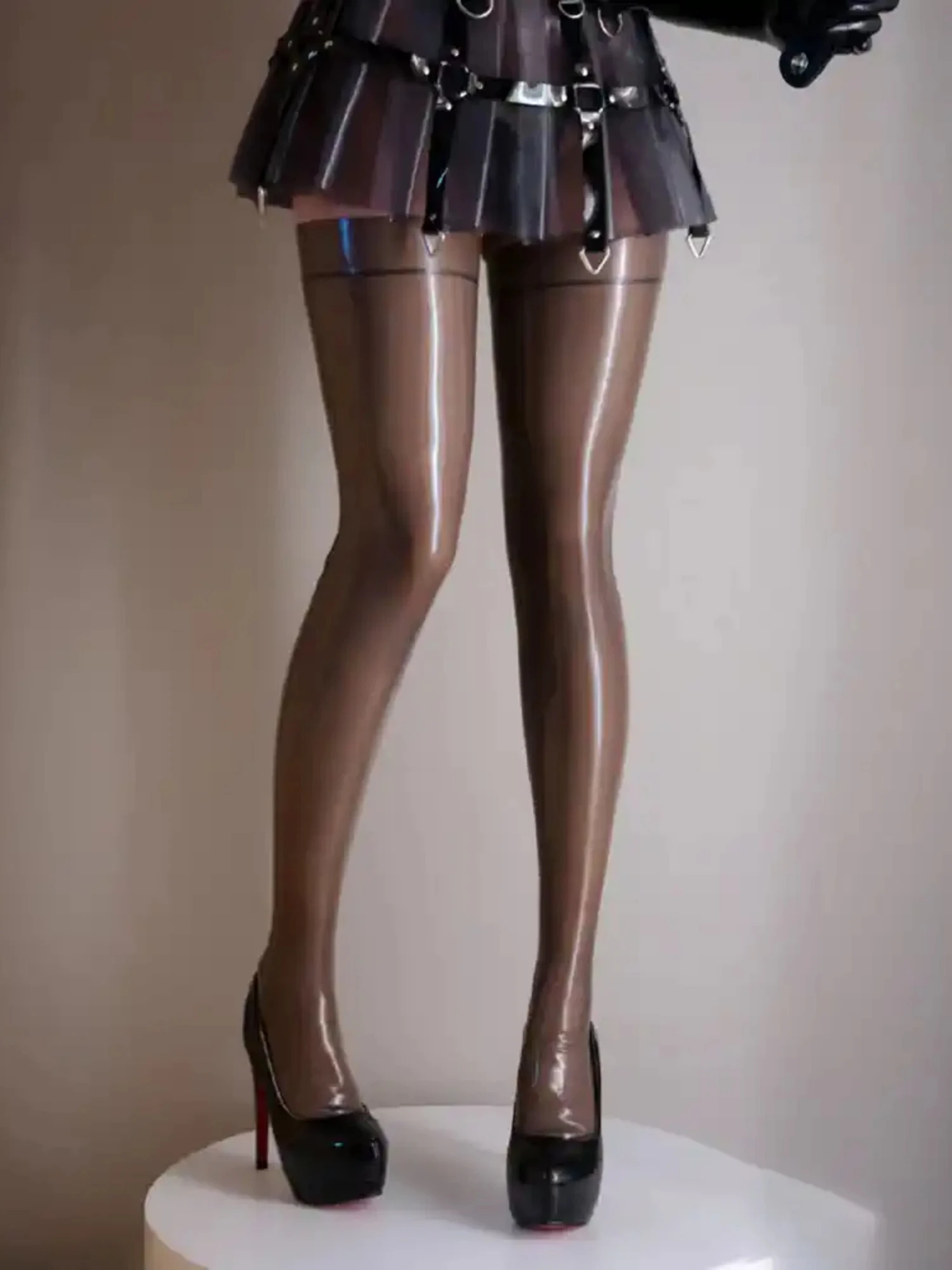 Latex Stockings Stockings Clear Black 80cm Latex High Stretch