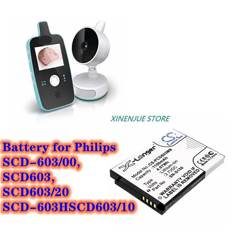 Аккумулятор для видеоняни 3 7 в/1100 мАч Philips SCD603 SCD-603/00 SCD-603H SCD603/10 SCD603/20 | Электроника